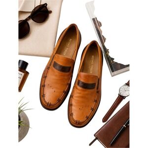 Michael Toschi CIS Italian Leather Loafers Cognac Men's Size 12 Made in Italy